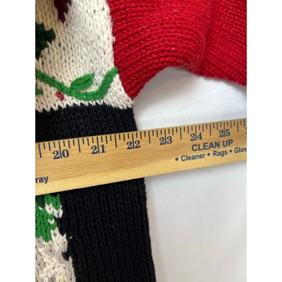 Heirloom Collectables Women's Large Red/Black Long Sleeve Button Front Cardigan - Picture 4 of 5